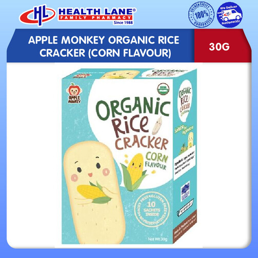 APPLE MONKEY ORGANIC BERAS  CRACKER (CORN FLAVOUR, 30G)